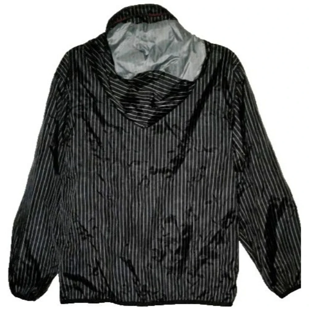 Old Navy Black Red Gray Striped Thin Lightweight Zipper Hoodie Jacket Boy Size M